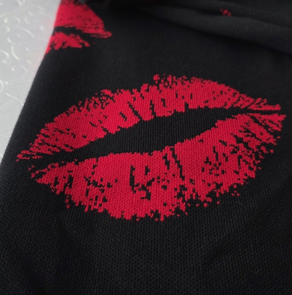 AKIRA Black Dress with Red Lip Prints - Picture 3 of 6